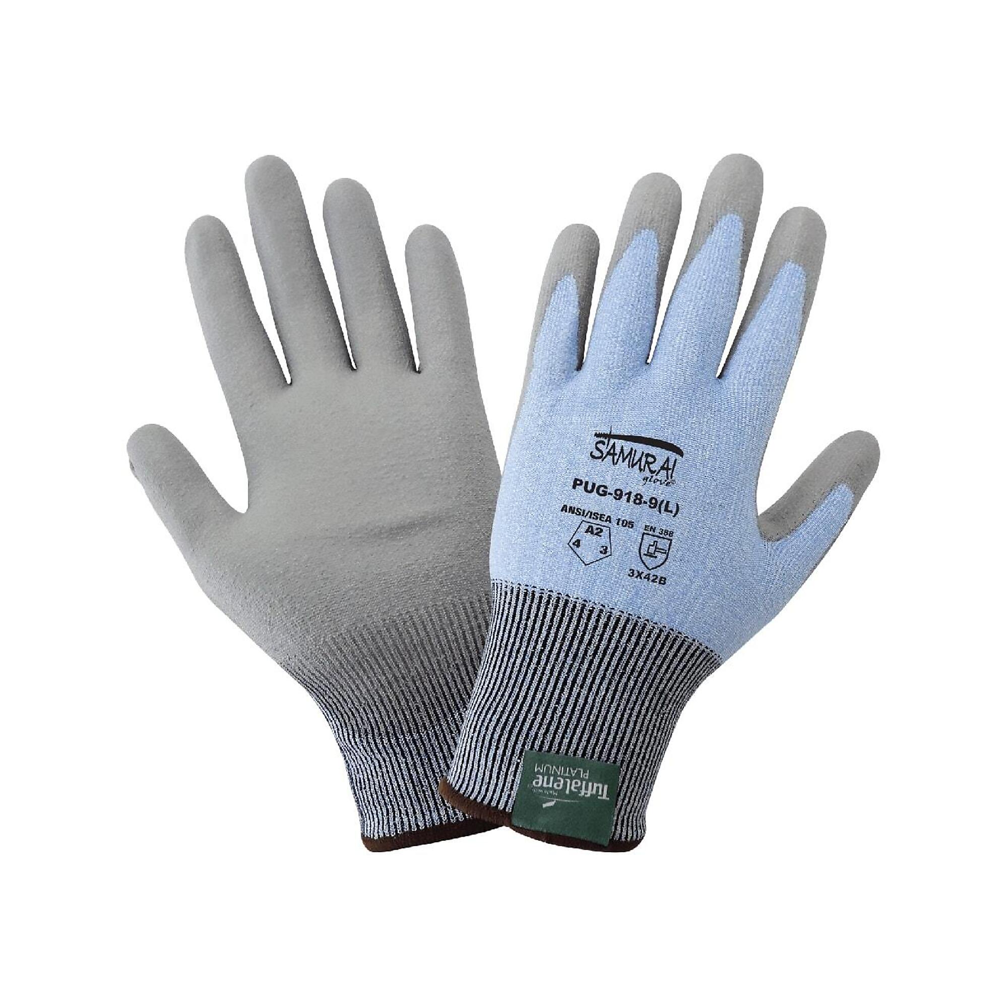 Global Glove 18ga UHMWPE, PU Coated, A2 Cut Resistant Gloves - 12 Pairs